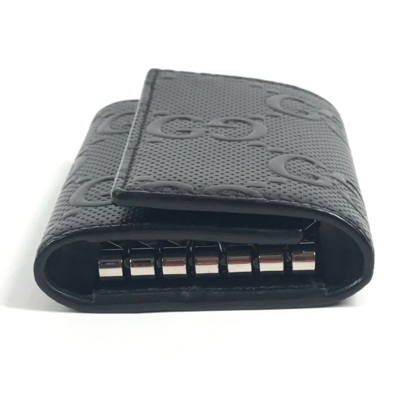 Gucci Key Case Key with Key Ring Leather Black