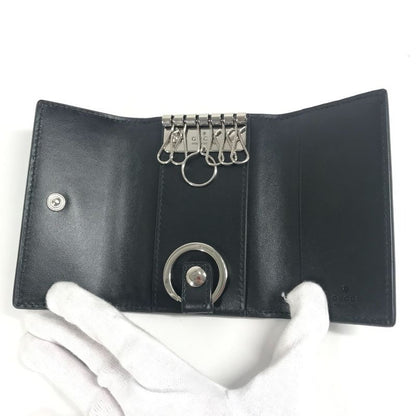 Gucci Key Case Key with Key Ring Leather Black