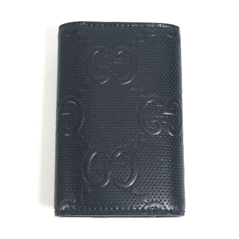Gucci Key Case Key with Key Ring Leather Black