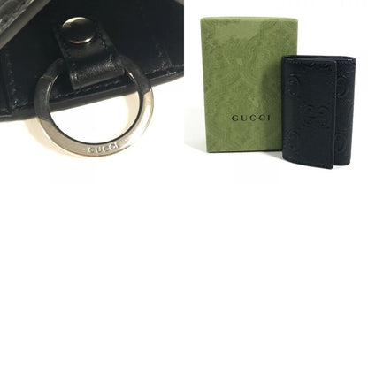 Gucci Key Case Key with Key Ring Leather Black