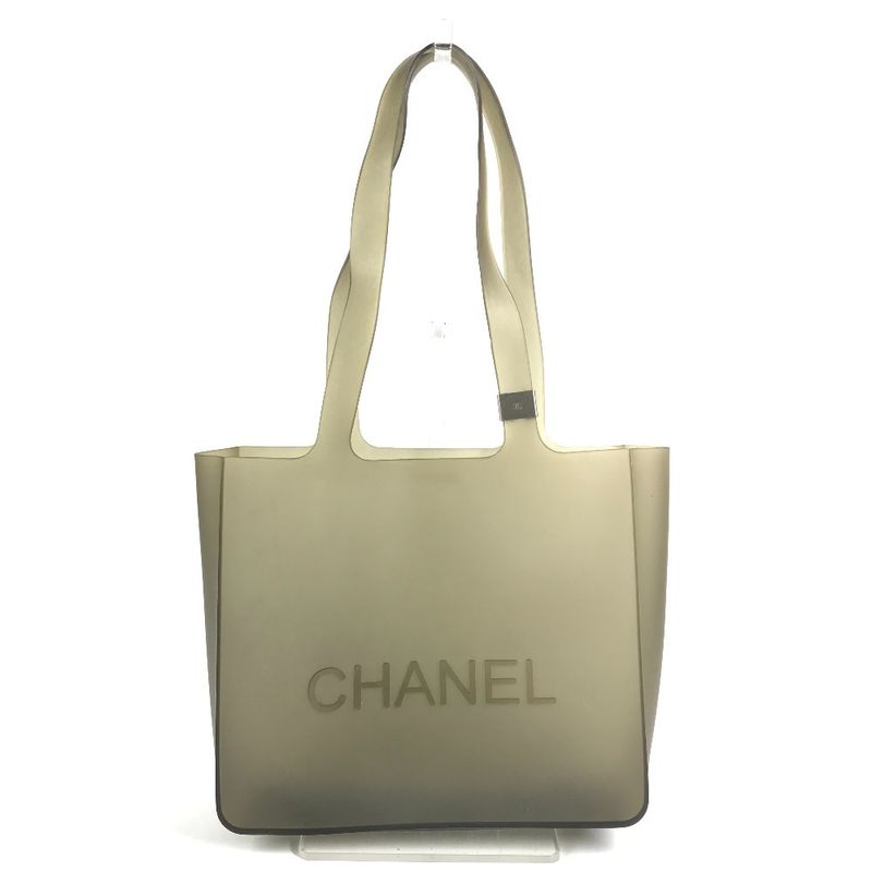 Chanel Shoulder Bag Logo Rubber Gray
