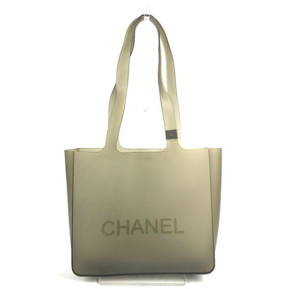Chanel Shoulder Bag Logo Rubber Gray