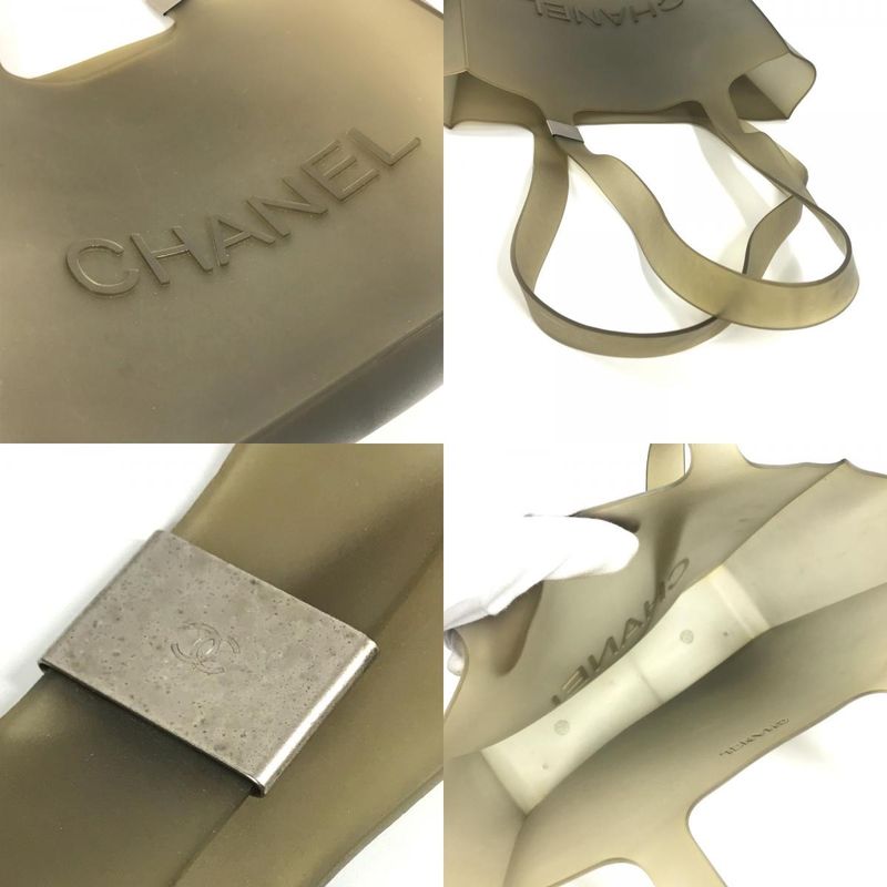 Chanel Shoulder Bag Logo Rubber Gray