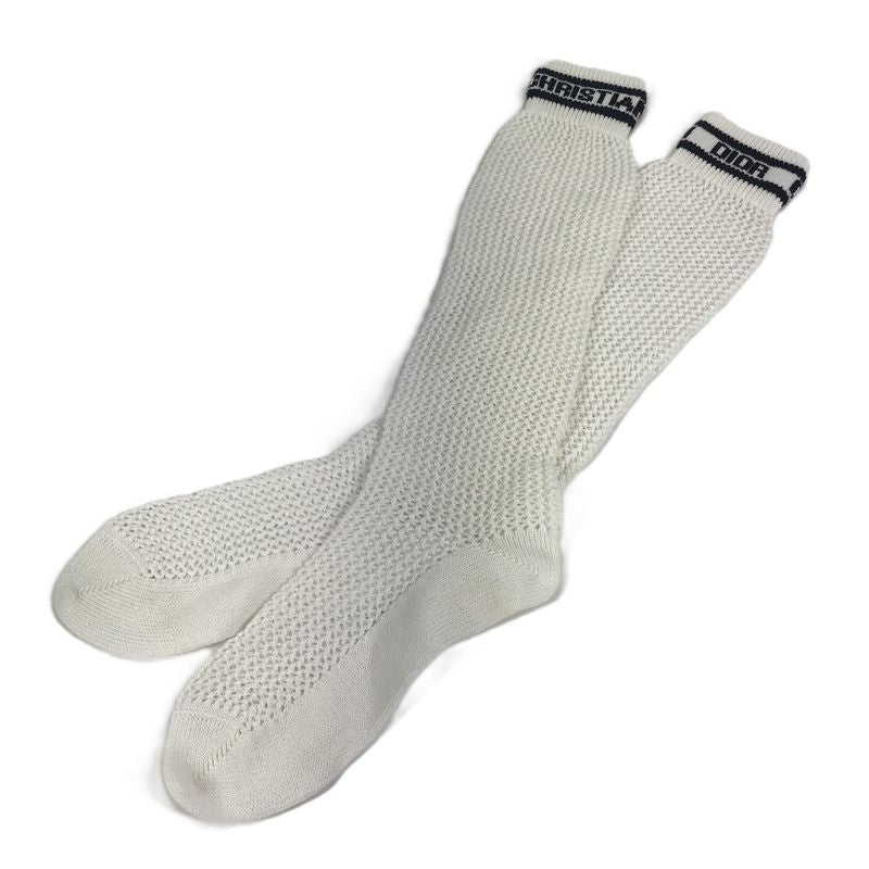 Dior Socks Logo Knee High Cotton White