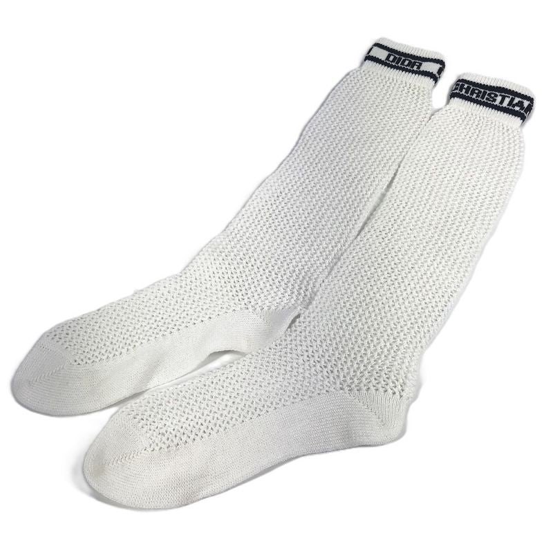 Dior Socks Logo Knee High Cotton White