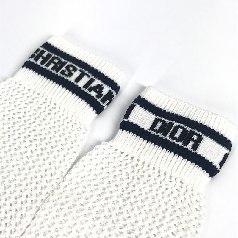 Dior Socks Logo Knee High Cotton White
