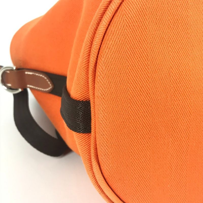 Hermes Shoulder Bag Sac Dopant Sage Bucket Shape Cotton Orange