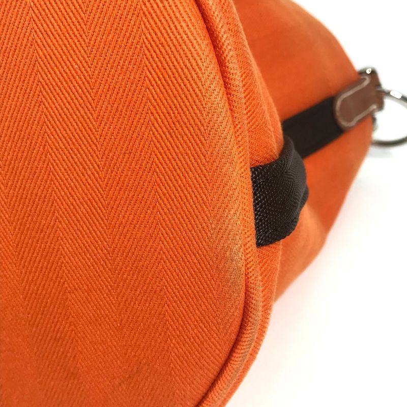 Hermes Shoulder Bag Sac Dopant Sage Bucket Shape Cotton Orange