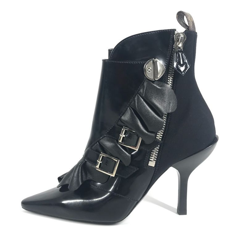 Louis Vuitton Ruffle Short Boots Leather Black