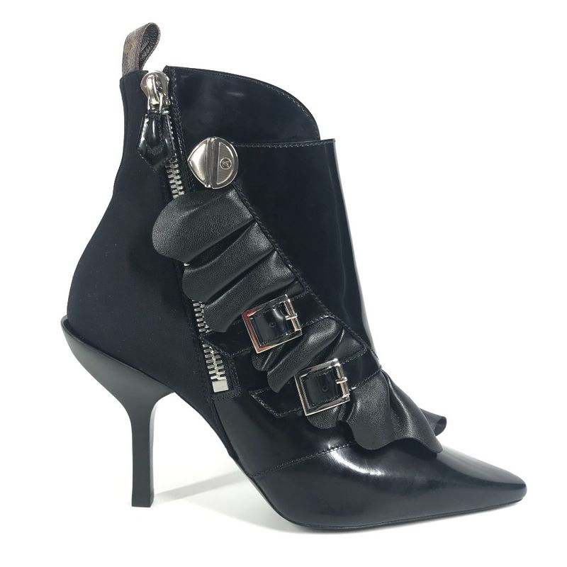 Louis Vuitton Ruffle Short Boots Leather Black