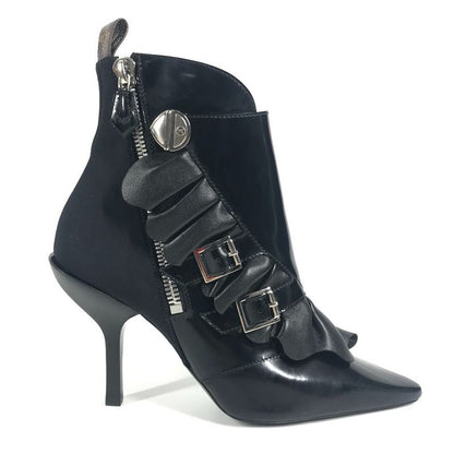 Louis Vuitton Ruffle Short Boots Leather Black