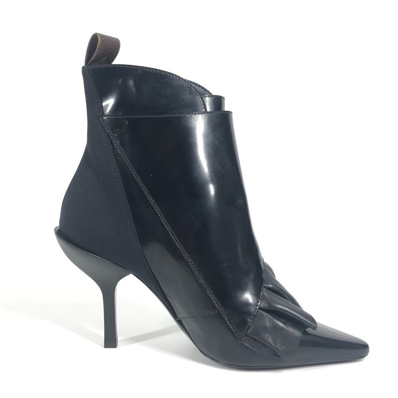 Louis Vuitton Ruffle Short Boots Leather Black