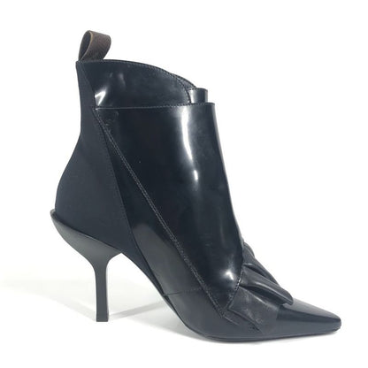 Louis Vuitton Ruffle Short Boots Leather Black