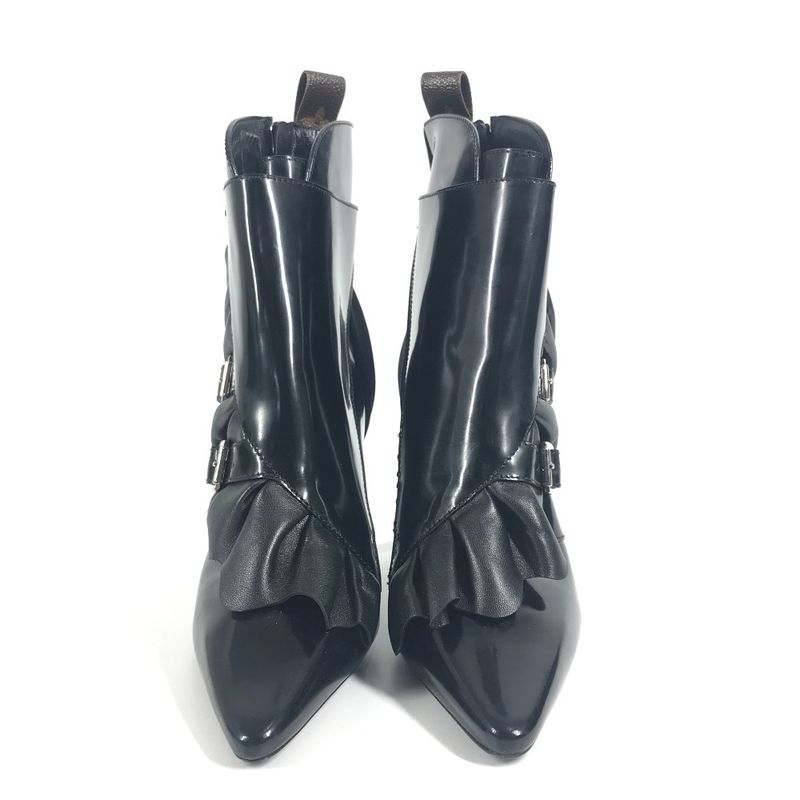 Louis Vuitton Ruffle Short Boots Leather Black