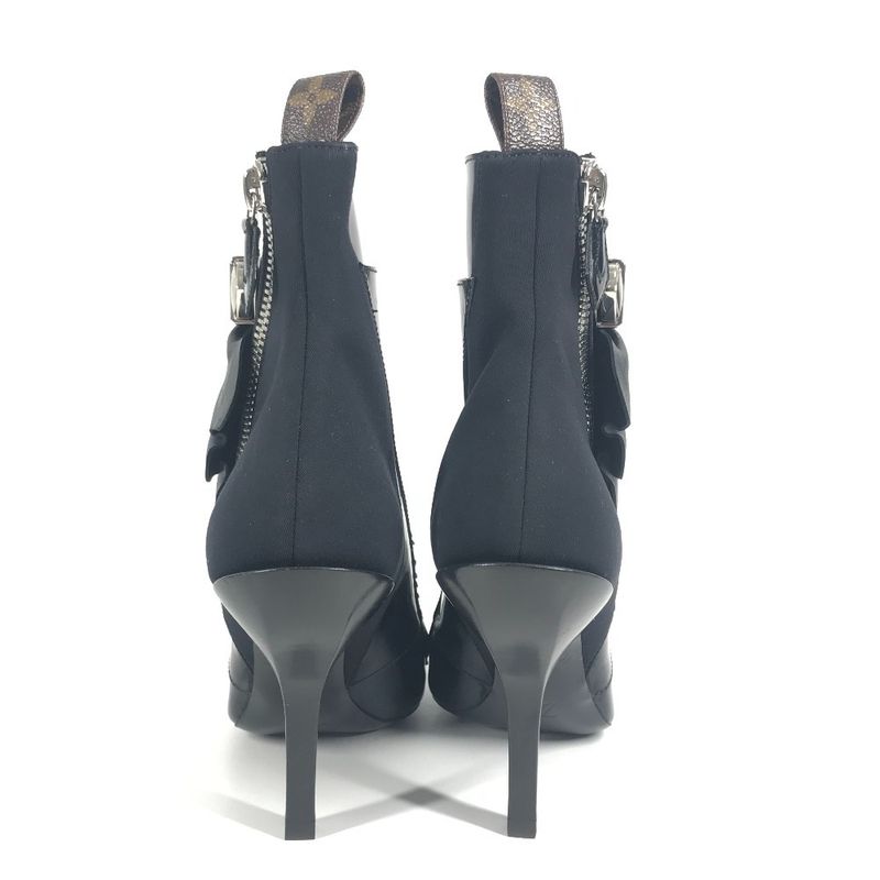 Louis Vuitton Ruffle Short Boots Leather Black