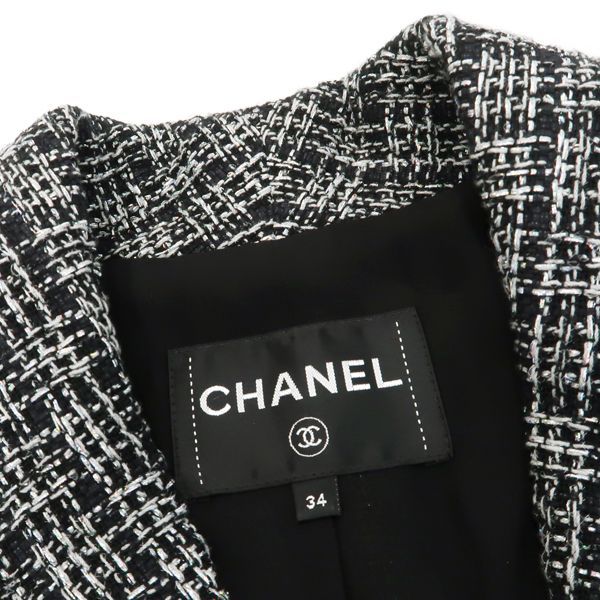Chanel Tweed Set Mixed 34 Black Silver Skirt Jacket
