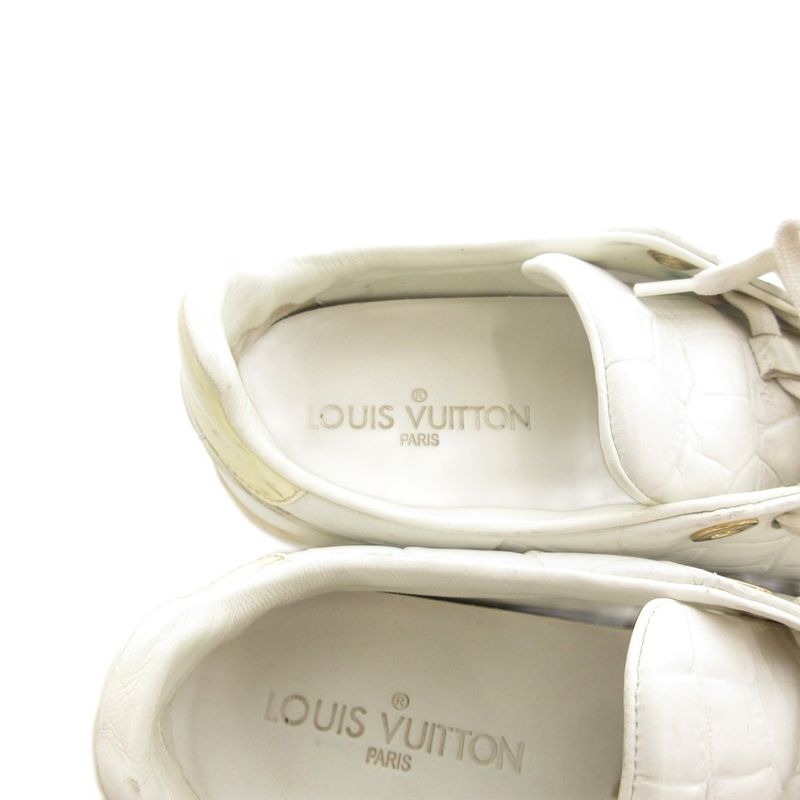 Louis Vuitton Low Cut Sneakers Shoes Leather 38 White