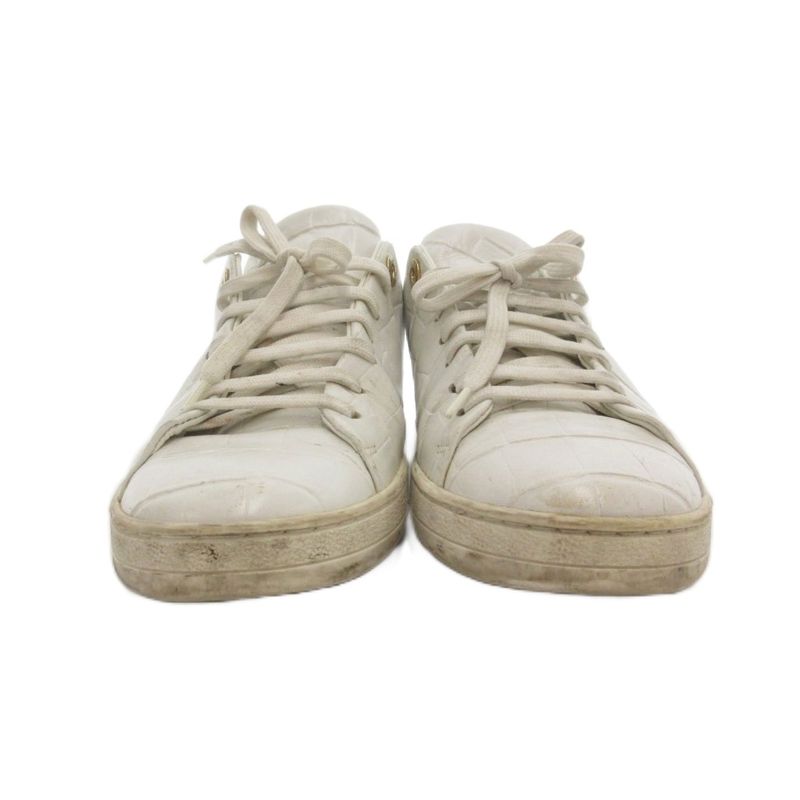 Louis Vuitton Low Cut Sneakers Shoes Leather 38 White