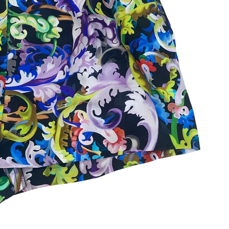 Versace Print Shorts All Over Pattern Black Multicolor Silk Pants