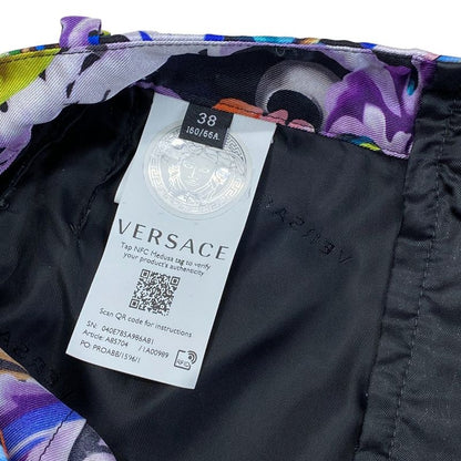 Versace Print Shorts All Over Pattern Black Multicolor Silk Pants