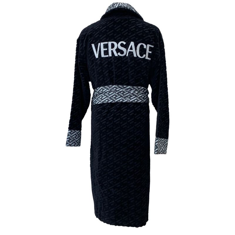 Versace Greca Signature Bathrobe Gown Logo All Over Pattern Jacquard