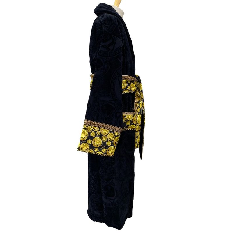 Versace Medusa Bathrobe Gown Logo Allover Pattern Jacquard Belt Cotton