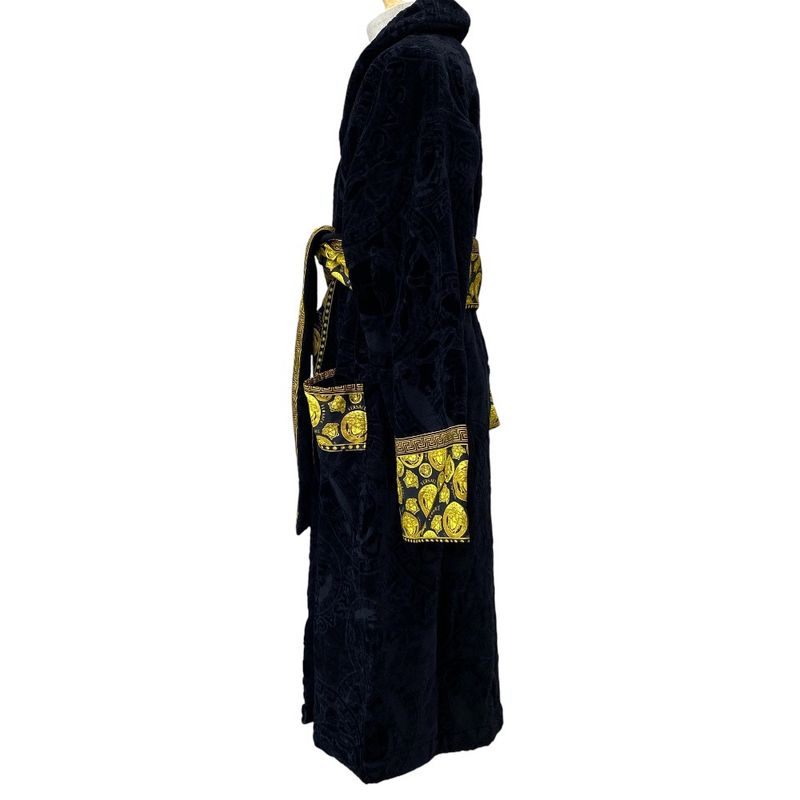 Versace Medusa Bathrobe Gown Logo Allover Pattern Jacquard Belt Cotton