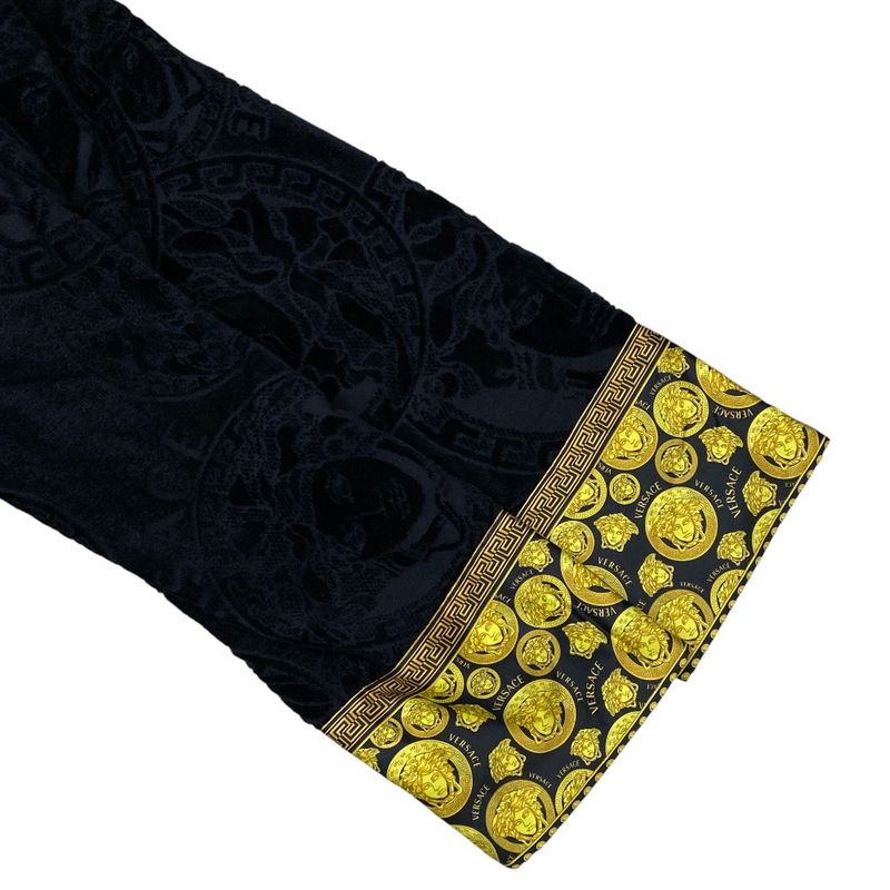 Versace Medusa Bathrobe Gown Logo Allover Pattern Jacquard Belt Cotton
