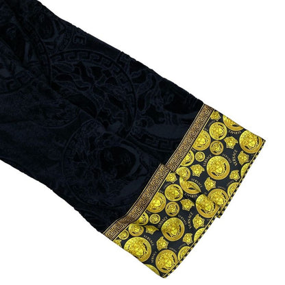 Versace Medusa Bathrobe Gown Logo Allover Pattern Jacquard Belt Cotton