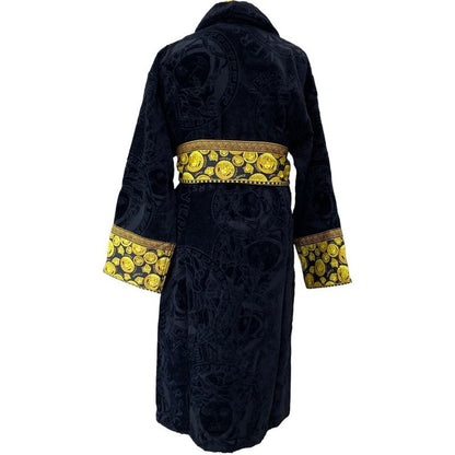 Versace Medusa Bathrobe Gown Logo Allover Pattern Jacquard Belt Cotton
