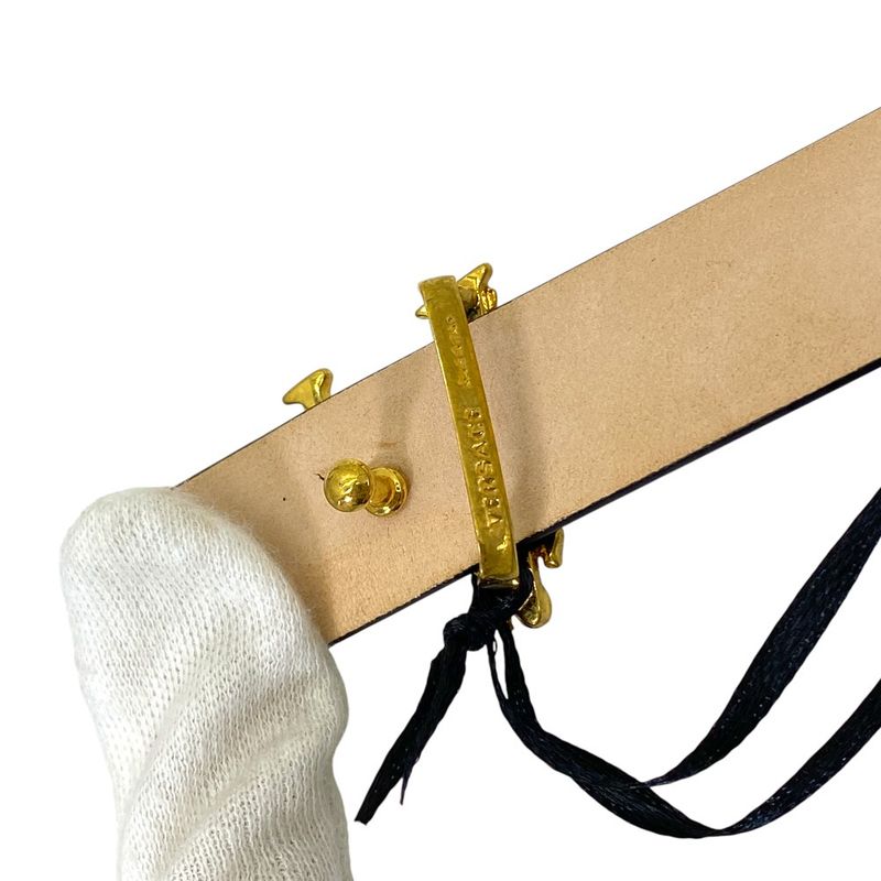 Versace Belt Virtus Barocco Letter Buckle Leather White Gold