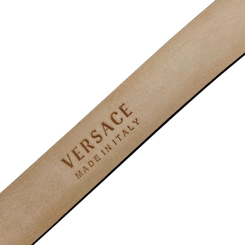 Versace Belt Virtus Barocco Letter Buckle Leather White Gold