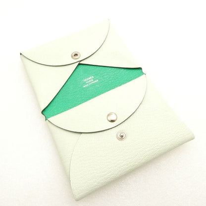Hermes Calvi Duo Compact Verso Mint Wallet Coin Case Card