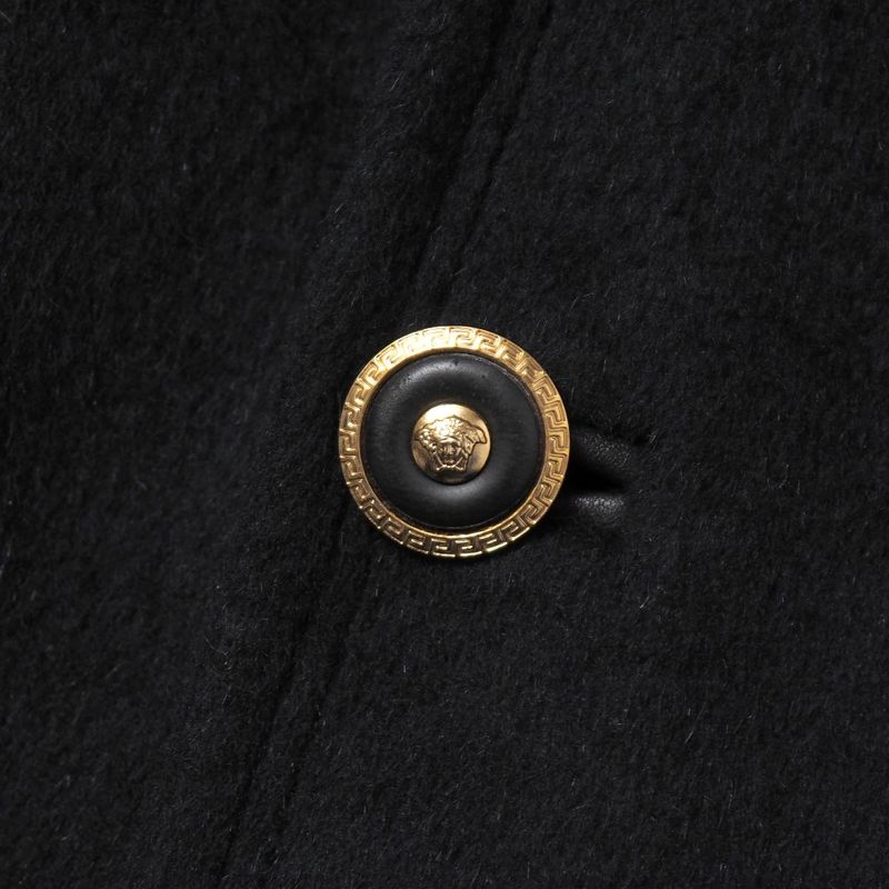 Versace Coat 44 Medusa Button Shawl Collar Black