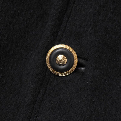 Versace Coat 44 Medusa Button Shawl Collar Black