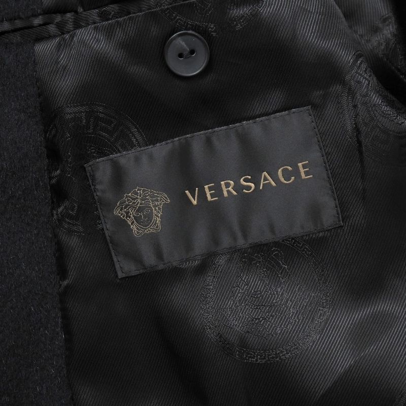 Versace Coat 44 Medusa Button Shawl Collar Black