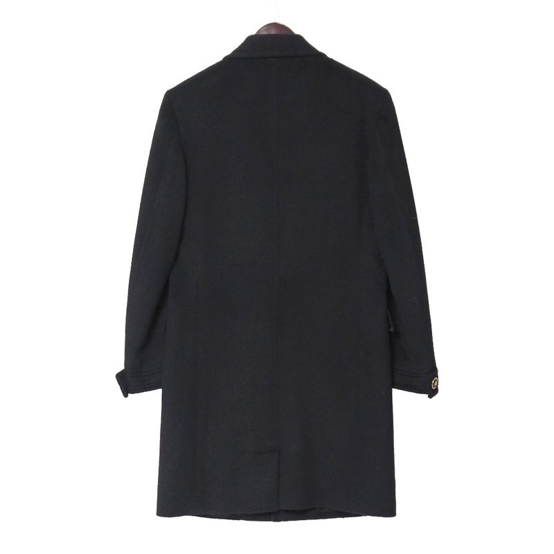 Versace Coat 44 Medusa Button Shawl Collar Black