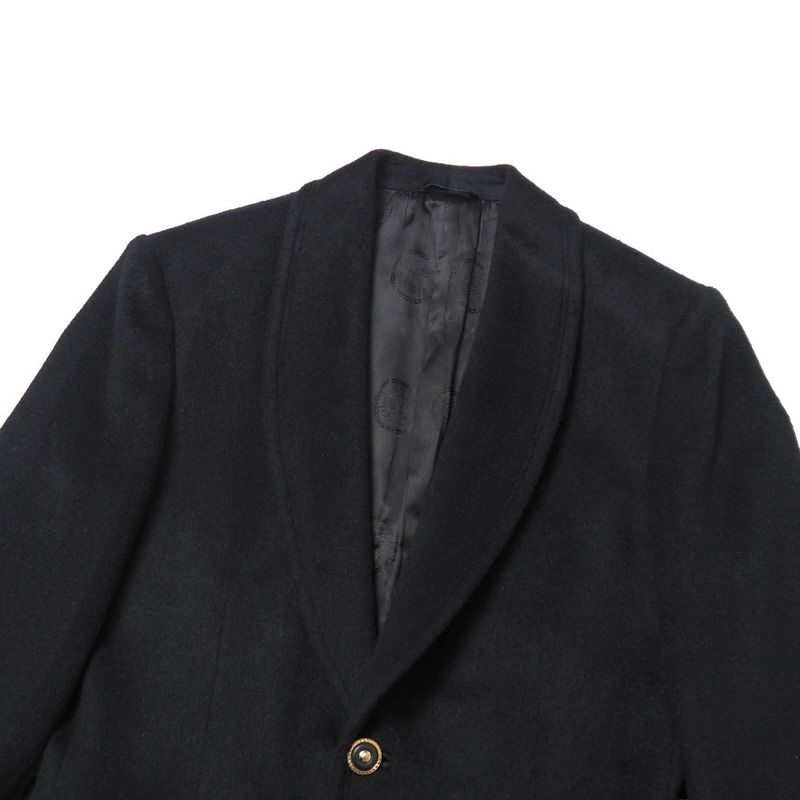 Versace Coat 44 Medusa Button Shawl Collar Black