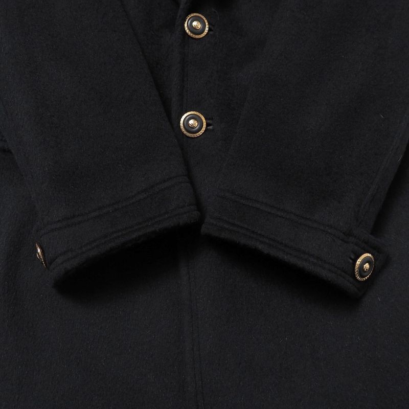 Versace Coat 44 Medusa Button Shawl Collar Black