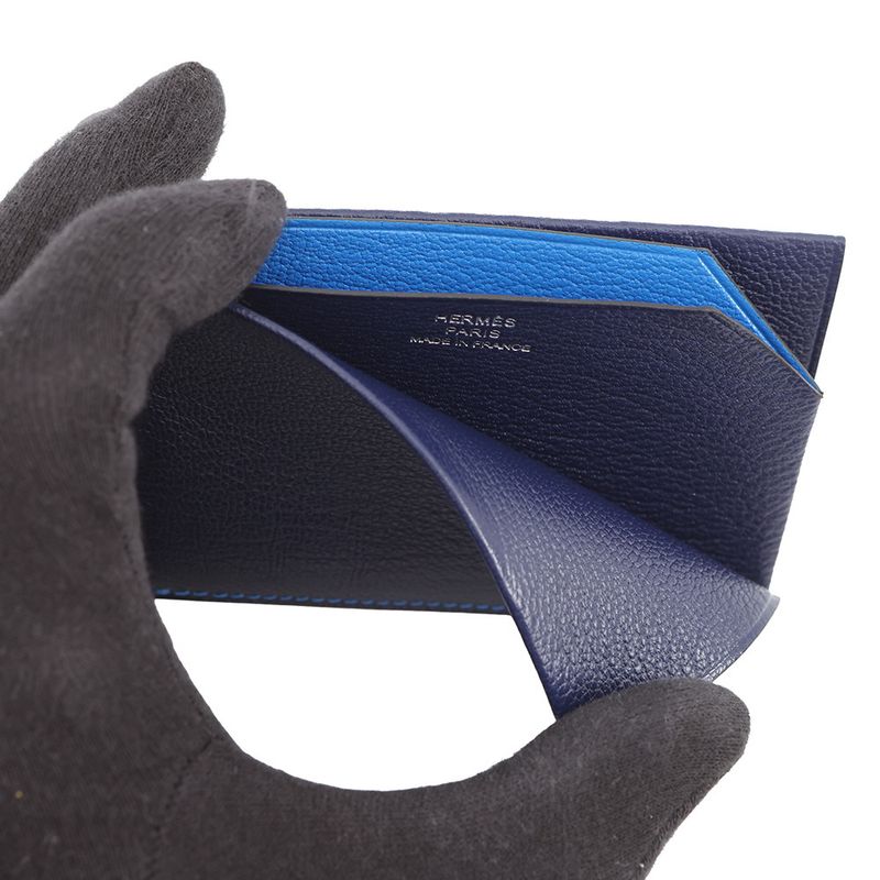 Hermes Card Case Verso Blue Indigo Zelige Blue-indigo Blue-hydra