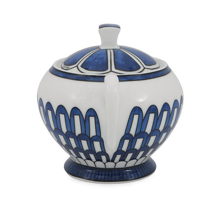 Hermes Sugar Pot Blue Daille Pottery Case Shoulder Bag White