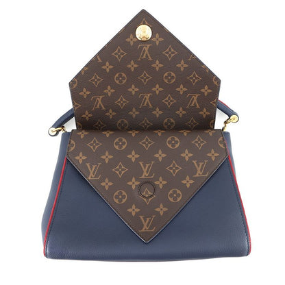 Louis Vuitton Handbag Calf Leather Monogram Double Bag Blue Marine