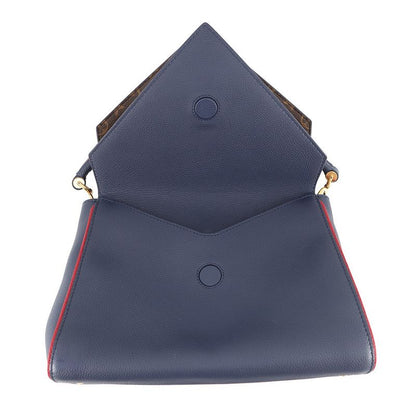 Louis Vuitton Handbag Calf Leather Monogram Double Bag Blue Marine