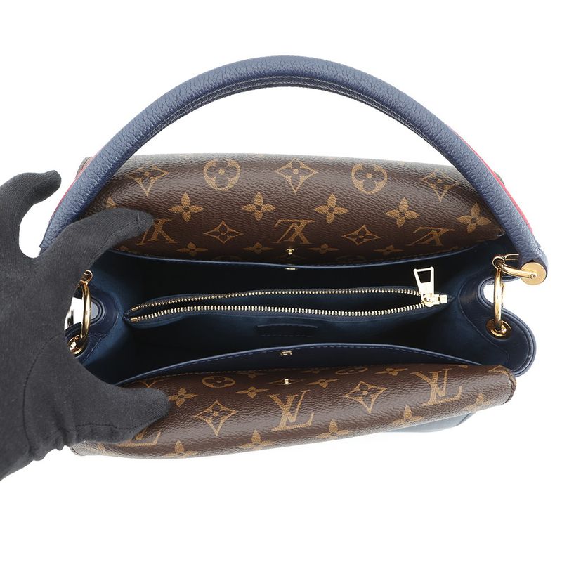 Louis Vuitton Handbag Calf Leather Monogram Double Bag Blue Marine