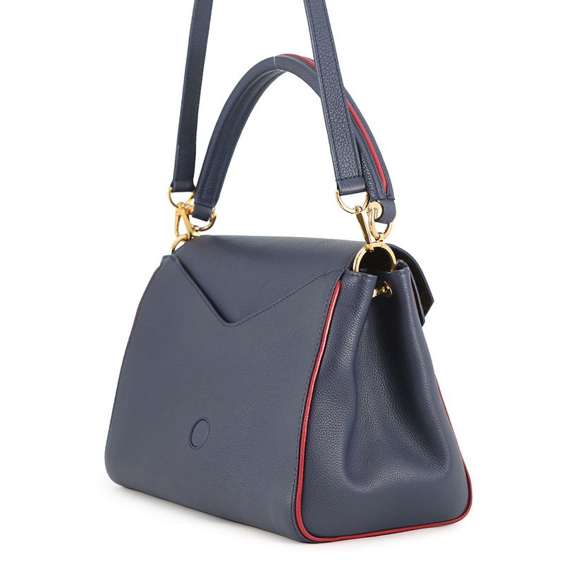 Louis Vuitton Handbag Calf Leather Monogram Double Bag Blue Marine
