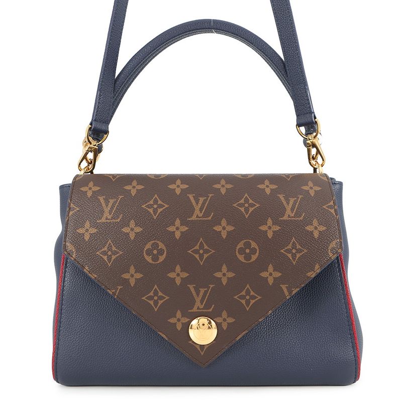 Louis Vuitton Handbag Calf Leather Monogram Double Bag Blue Marine
