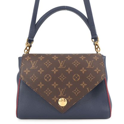 Louis Vuitton Handbag Calf Leather Monogram Double Bag Blue Marine