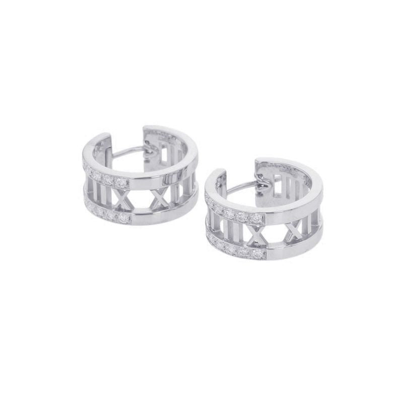Tiffany & Co. Earrings Atlas Open Diamond 18K White Goldwhite Gold