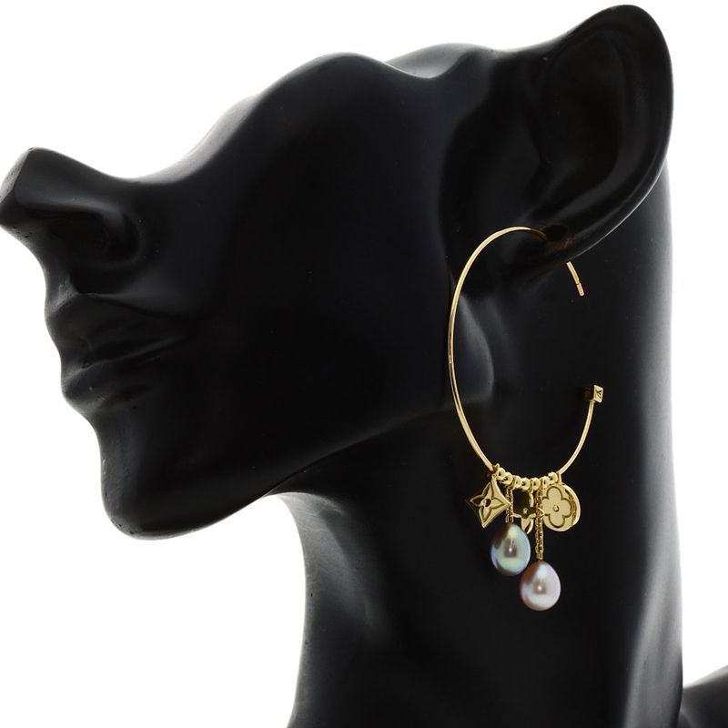 Louis Vuitton Cles Freshwater Pearl Earrings 18K Yellow Gold