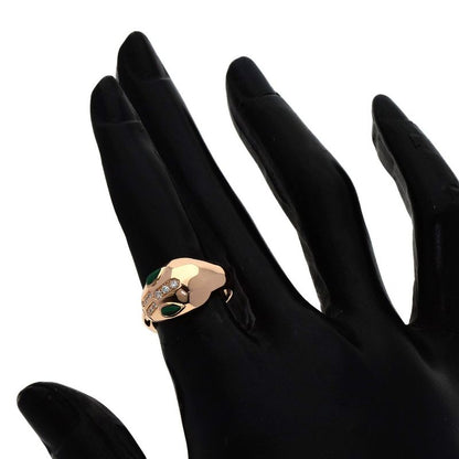 Bvlgari Serpenti Diamond Malachite Ring 18K Pink Gold